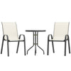 3 Pieces Bistro Set, Small Patio Furniture Set With Stackable Chairs And Glass Table For Backyard, Balcony, Beige