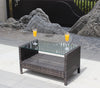 Outdoor Patio Furniture Coffee Table With Clear Tempered Glass