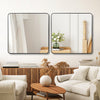 30 In X 30 In Black Metal Framed Square Bathrrom Mirror For Wall.