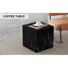 15.7x15.7x15.7 Inch Black Marble Texture MDF Coffee Table - Luxurious Design, Perfect Living Room Accent.Cube Fashion Texture Design Coffee Table, Suitable For Various Situations And Scenes