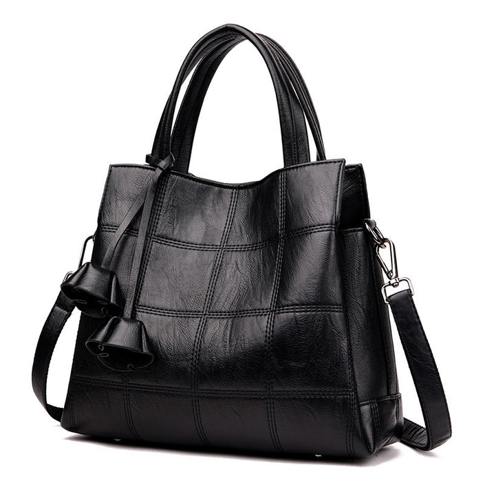 Fashion All-match Soft Leather Three-layer Large-capacity Shoulder Bag