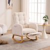 LY-5104 Caramel Accent Rocking Chair With Footrest High Back Rubber Wood Rocking Legs Bedroom Living Space 26.77D X 38.36W X 39.76H Inch