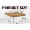 Natural Style Square MDF Coffee Table  31.5x31.5 With Tempered Glass Legs.Density Board Sticker,Reinforced Glass