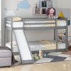 Gray Twin Twin Bunk Bed Convertible Slide Ladder