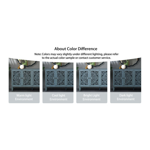 60 Antique Buffet Cabinet With Floral Carvings With Solid Wood Legs&Antique Brass Handles&Adjustable Shelves, TV Stand For 65'' TV, Sideboard For Living Room,Dining Room