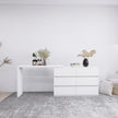Extended Desktop With 6 Drawers And White Dressing Table