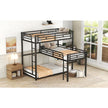 L-shaped Metal Triple Twin Size Bunk Bed, Black