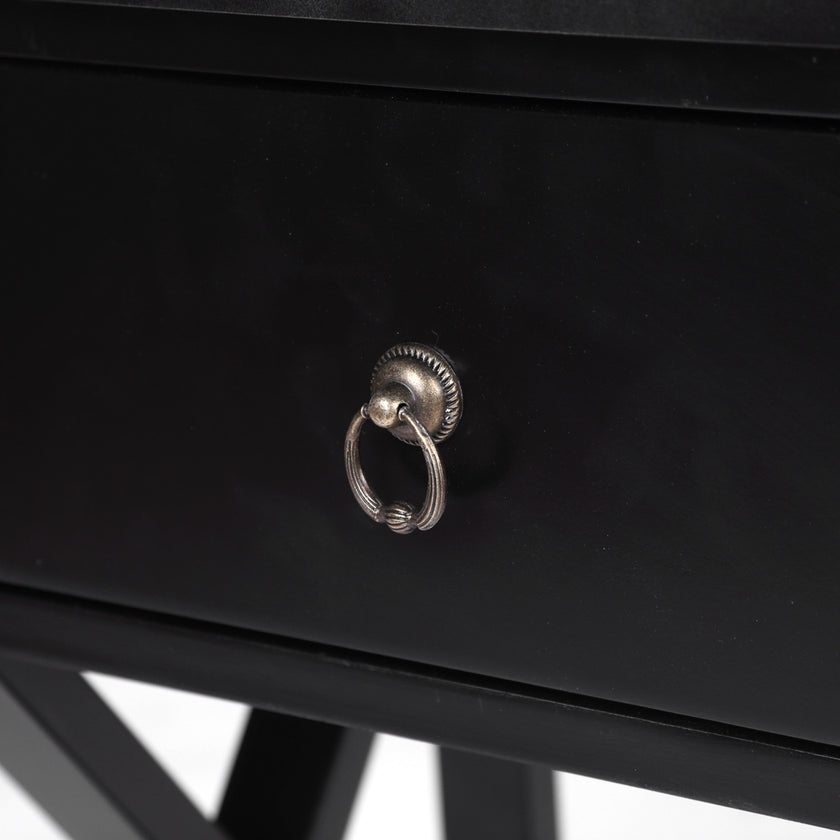 Black, MDF Painted, 40x30x55cm, Bedside Table