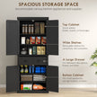 72 Kitchen Pantry Storage Cabinet, Cupboard With 4 Doors And 3 Adjustable Shelves, Large Central Drawer, Black