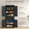 72 Kitchen Pantry Storage Cabinet, Cupboard With 4 Doors And 3 Adjustable Shelves, Large Central Drawer, Black