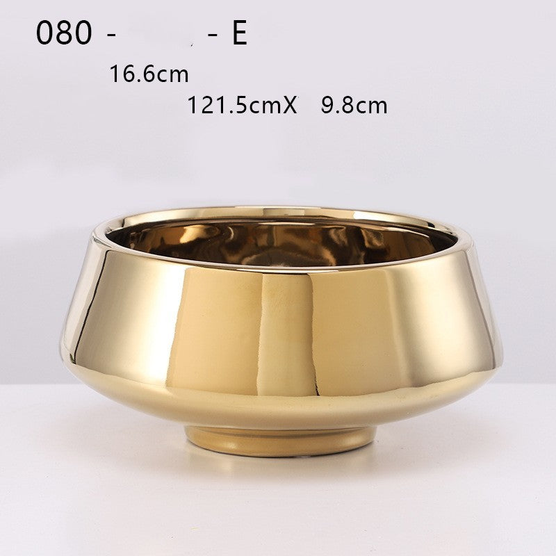 Ceramic Flowerpot Furniture Ornaments Golden Green Flower Plant