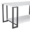 D&N Coffee Table, 2 Layers 1.5cm Thick Marble MDF Rectangle 39.37 L Tabletop Iron Coffee Table , Dining Room, Coffee Shop, Resterant, White Top, Black Leg