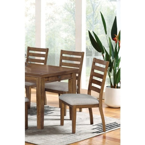 Transitional Set Of 2pc Side Chairs Walnut Light Gray Ladder Back Chairs Solid Wood Polyester Fabric Upholstered Padded Seat Dining Room Furniture