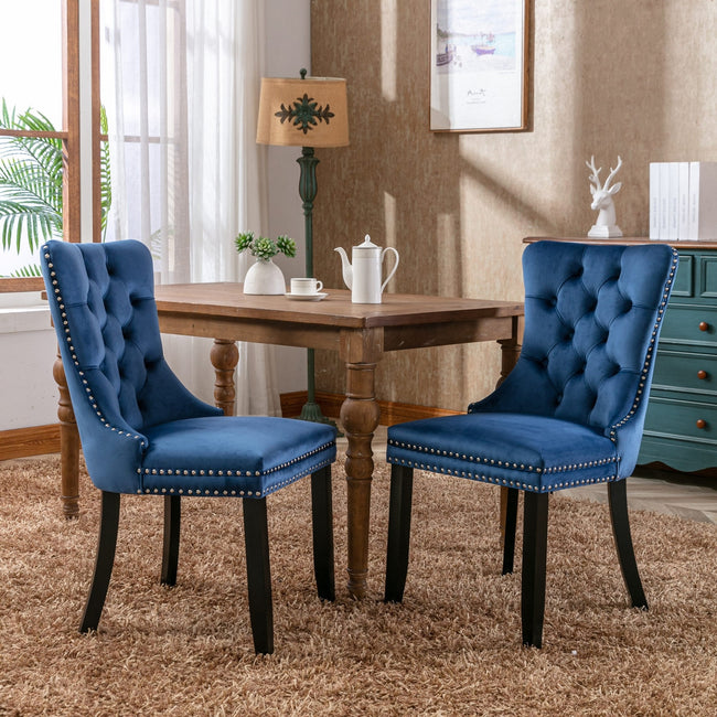 Nikki Modern Tufted Velvet Dining Chair, Solid Wood, High-end Contemporary