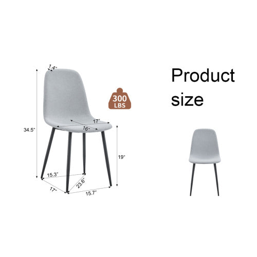 Comfortable Linen-Cotton Dining Chair Set - Six Pieces In Light Gray.Integrated Seat And Backrest,Linen-Cotton Material,Modern Home Matching.