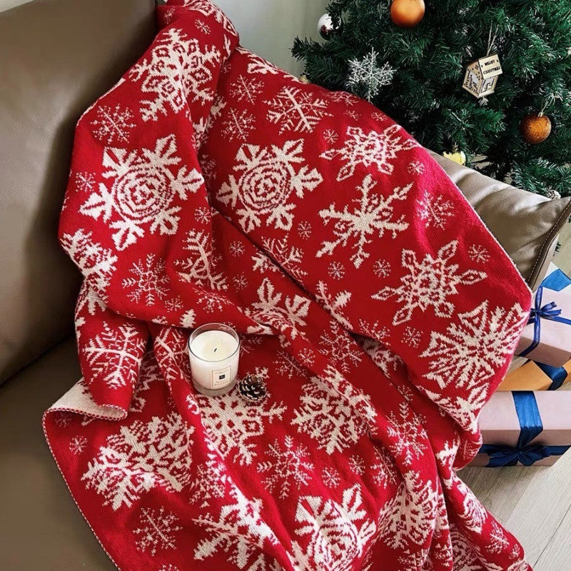 Nordic Knitted Snowflake Blanket Decorative Blanket Living Room Sofa