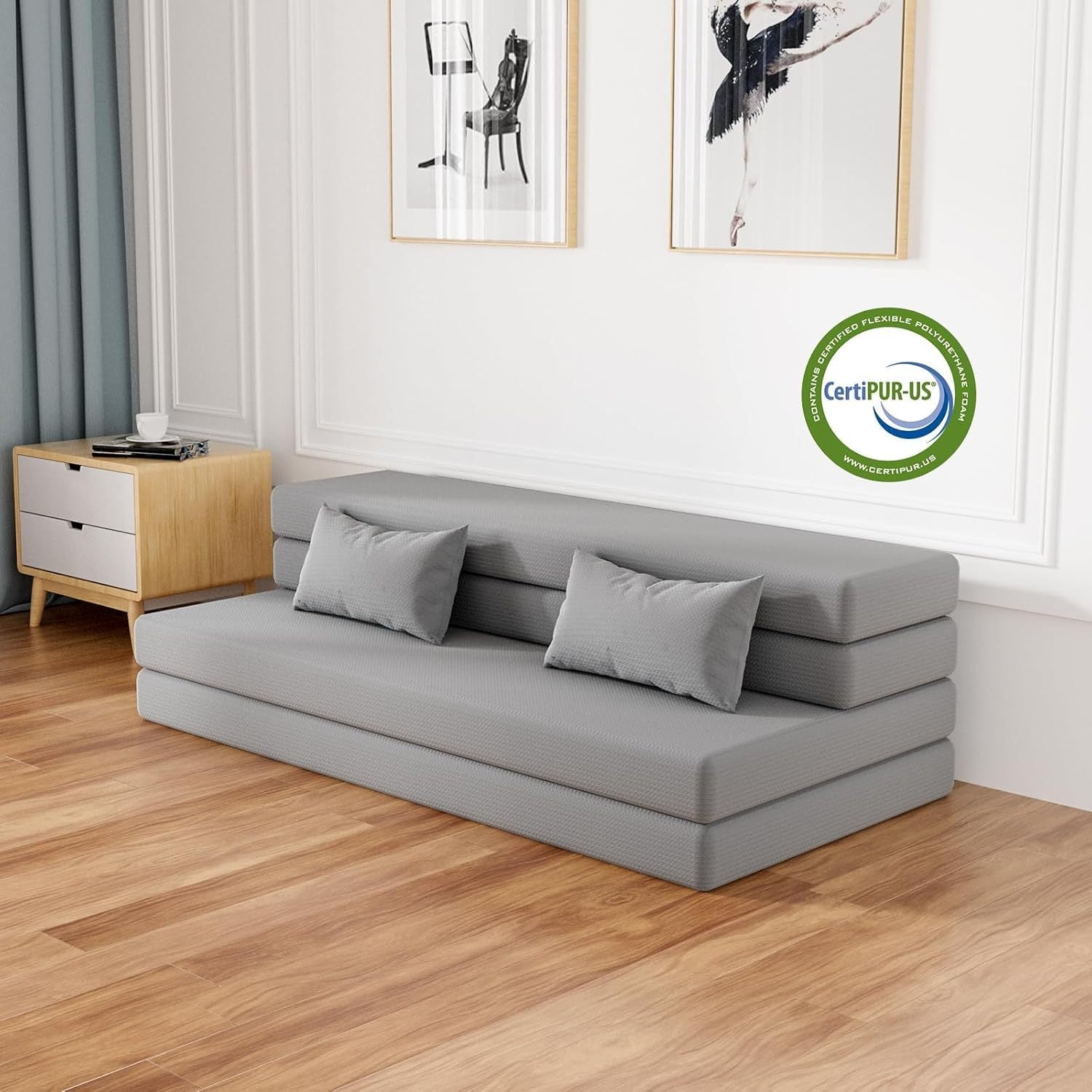 Single Bed Foldable Mattress,  Folding Mattress Upper Sofa Mattress, Double Folding Memory Foam Folding Sofa Bed For Camping, Flooring, Travel, Guests, RV, Washable Cover And Easy S