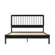 Mid-Century Modern Solid Wood Queen Spindle Bed Black