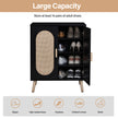 2-door Standing Cabinet Type With High Foot Oval Rattan Shoe Cabinet