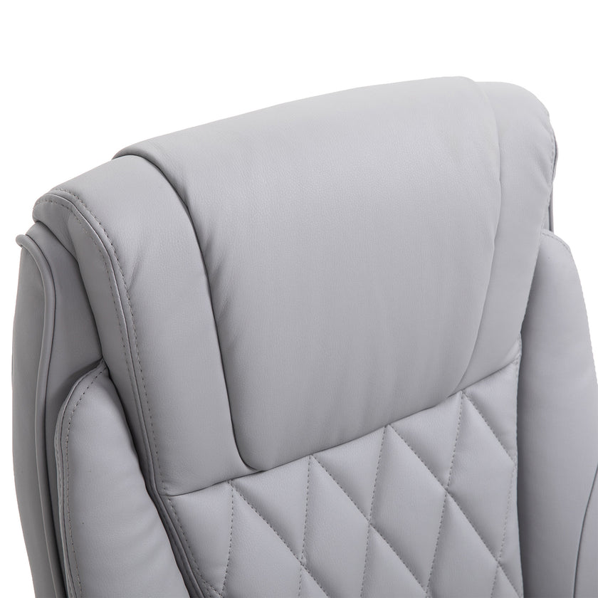 Vinsetto High Back Faux Leather Home Office Chair Rocker With Adjustable Armrest For Home Office, Gray