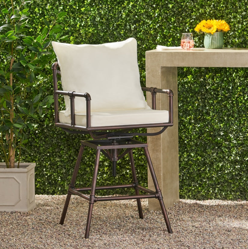 Outdoor Terrace Rotating Soft Cushion Adjustable Height Bar Stool Adjustable Height