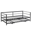 Twin Size Metal Daybed With Adjustable Trundle Up Trundle, Black