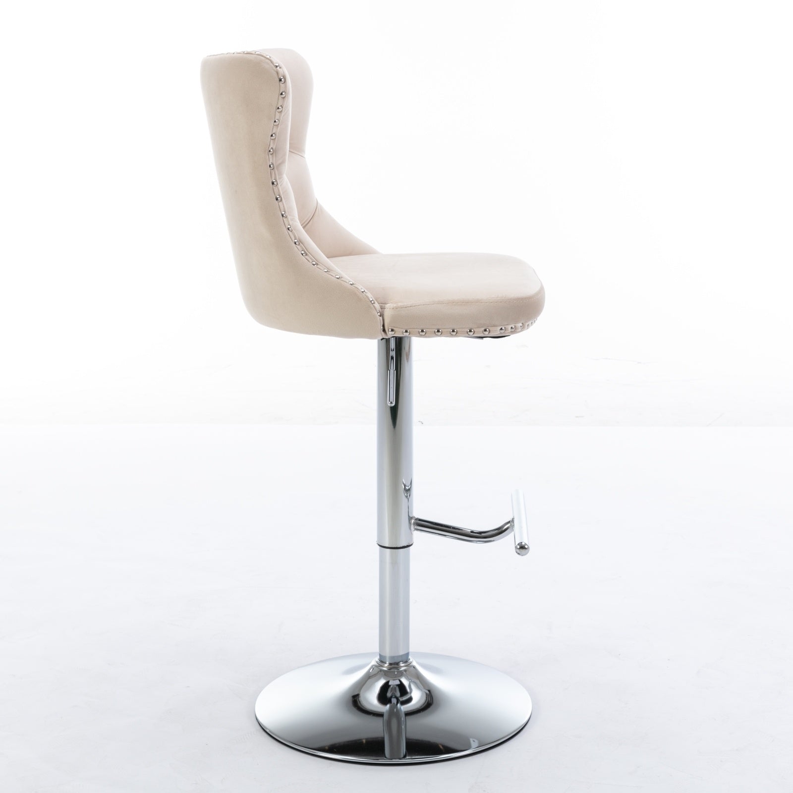 Swivel Velvet Barstools Adjustable 25 33  Seat, Modern Upholstered Chrome Base