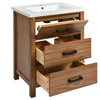 24'' Bathroom Vanity With Ceramic Basin Sink, Modern Bathroom Storage Cabinet With 3 Drawers, Freestanding Bathroom Vanity Cabinet With Single Sink
