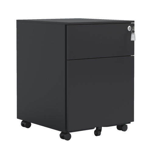 2 Drawer Mobile File Cabinet With Lock Steel File Cabinet For LegalLetterA4F4 Size, Fully Assembled Except For Wheels, HomeOffice Design, Black