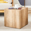 Elevate Your Living Space With This Square Modern MDF Coffee Table That Showcases Smooth, Light Wood Color Texture Patterns. It Is Characterized By Stylish Design.15.7x15.7x15.7