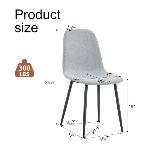 Comfortable Linen-Cotton Dining Chair Set - Four Pieces In Light Gray.Integrated Seat And Backrest,Linen-Cotton Material,Modern Home Matching.