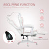 PU Leather Office Chair, Executive Desk Chair With Headrest, Foot Rest, Swivel Wheels, Reclining Computer Chair, White
