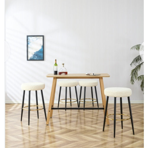 Counter Height Bar Stools Set Of 2, PU Kitchen Stools Upholstered Dining Chair Stools 24 Inches Height With Golden Footrest For Kitchen Island Coffee Shop Bar Home Balcony Silver Leaves Velvet