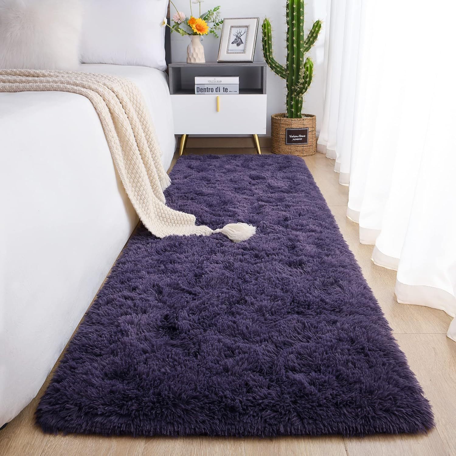 Amazon Nordic Silk Wool Carpet Bedroom Thickened Plush Non-slip Bedside Blanket Living Room Easy To Care Coffee Table Floor Mats