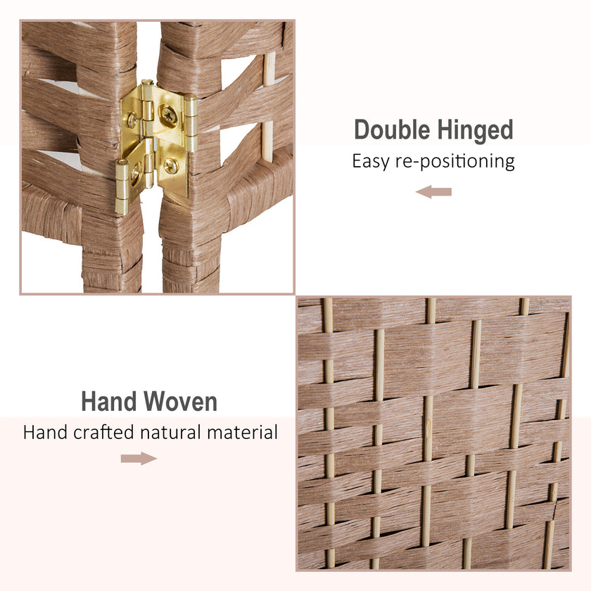 6 Panel Wicker Room Divider 6' Tall Privacy Screen Natural