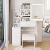 Small Size Left Bedside Cabinet Vanity Table   Cushioned Stool, Extra Large Touch Control Sliding LE