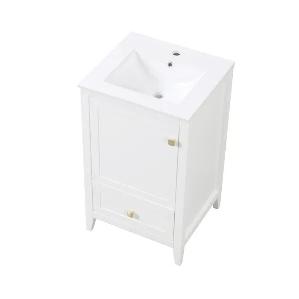 Bathroom Vanity With Sink, Bathroom Cabinet With Soft Closing Door, Storage Rack And A Drawer