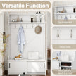 Hall Tree With Top Shelf And Storage Bench, Hallway Shoe Cabinet With Sliding Doors, Coat Rack With 5 Hanging Hooks For Entryways Hallways