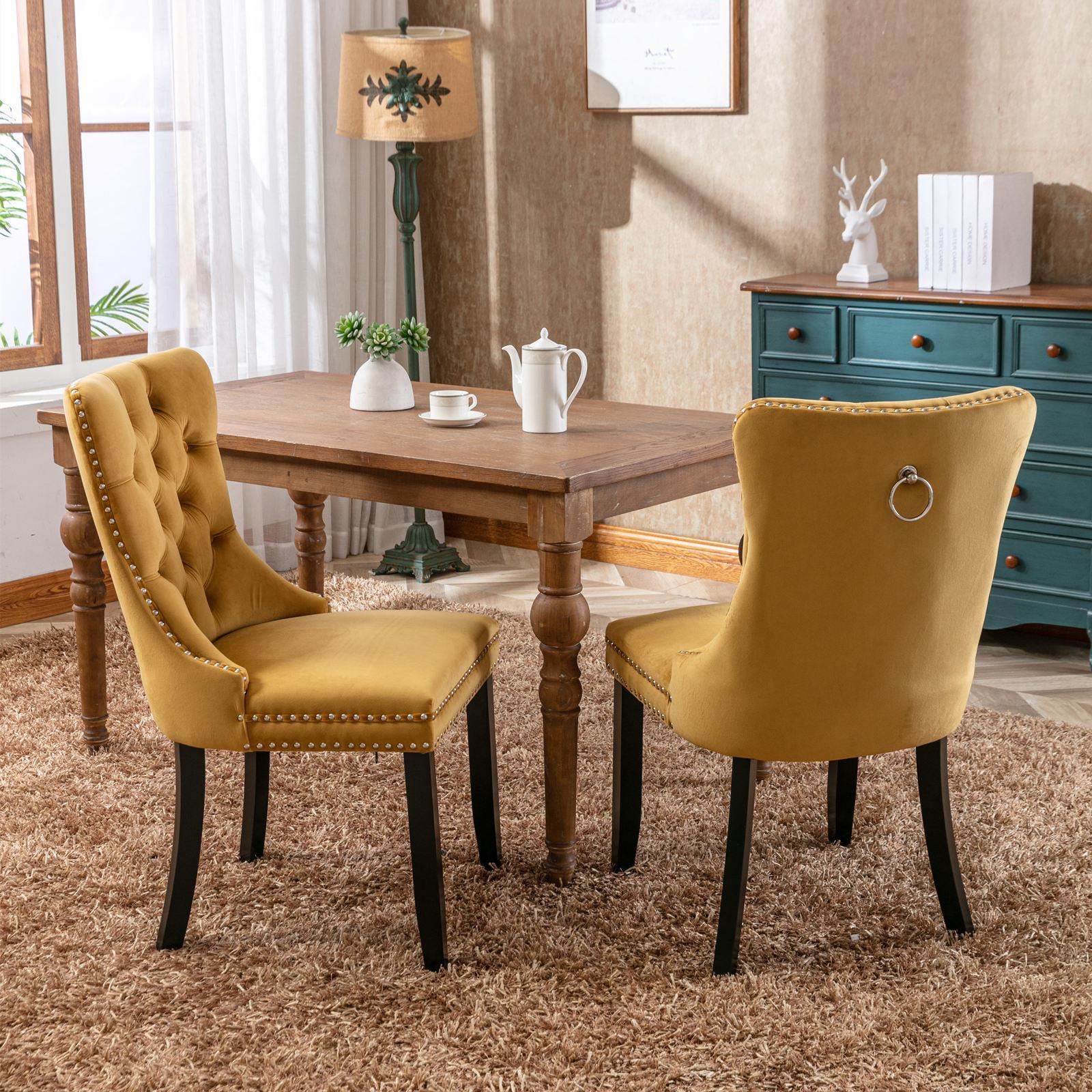 Modern High-end Plush Solid Wood Contemporary Velvet Cushioned Dining Chair