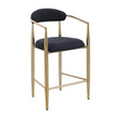 Modern Boucle Bar Stools Set Of 2 Modern Upholstered Bar Height Barstools Vintage High Island Chairs With Metal Frame Back Arms For Kitchen Home Pub Dining Room