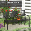 50ft Outdoor Bench Seat, Patio Bench With Slatted Seat, Metal Porch Bench, With 2 Person Design, For Poolside, Lawn, Black