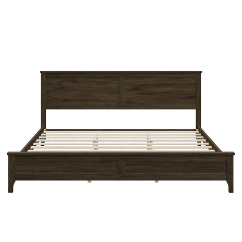 Modern Solid Wood King Size Platform Bed With Sturdy Wooden Slats Support,No Box Spring Needed, Espresso