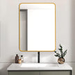 24x32 Inch Gold Metal Framed Rectangular Bathrrom Mirror For Wall.