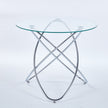 Dining Table With Chrome Metal Leg And Tempered Glass,Modern Space Saving Kitchen Table For Living Room,chrome Color Metal Legs