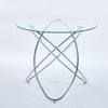 Dining Table With Chrome Metal Leg And Tempered Glass,Modern Space Saving Kitchen Table For Living Room,chrome Color Metal Legs