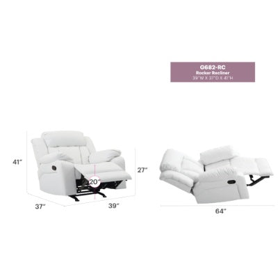 Elegant White Recliner With Padded Arms