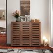 Shoe Cabinet, 5-Tier Shoe Storage Cabinet With Adjustable Shelves, Wooden Shoe Rack Organizer With Louvered Doors For Entryway, Hallway, Bedroom, Closet, Living Room
