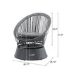 Set Of 2  26.7 Modern Gray Wicker Lounge Chair With Rattan And Iron Frame, Featuring A Stylish Round Design, Perfect For Living Room, Patio, Or Balcony Relaxation