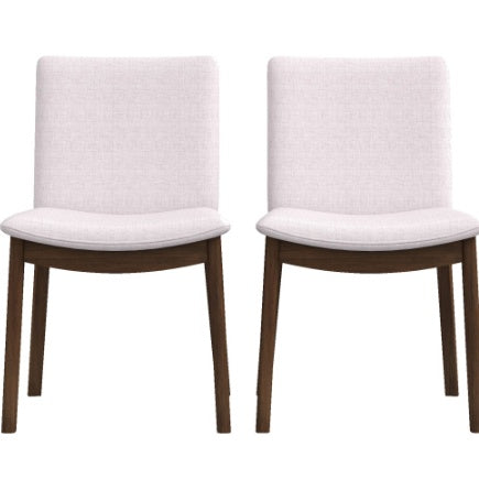 Modern Laura Mid-Century Modern Solid Wood Dining Chair Set With Upholstered Fabric, Beige Linen, 20 X 20 X 32 Inches   Set Of 2