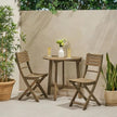 Outdoor 3-piece Set Of Semi-circular Folding Acacia Weather-resistant Bistro Table And Chairs, Space-saving, Gray